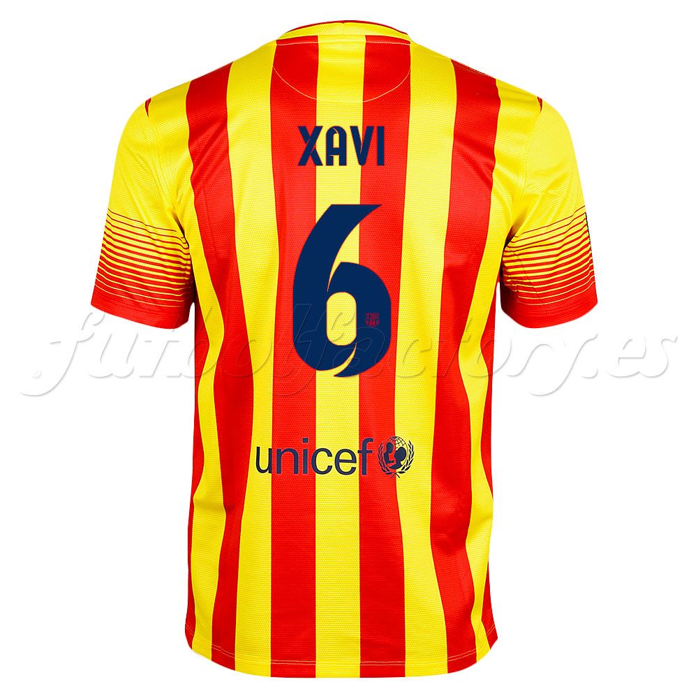 Camiseta FC Barcelona 2ª Senyera Xavi 2013/2014 - Fútbol Factory