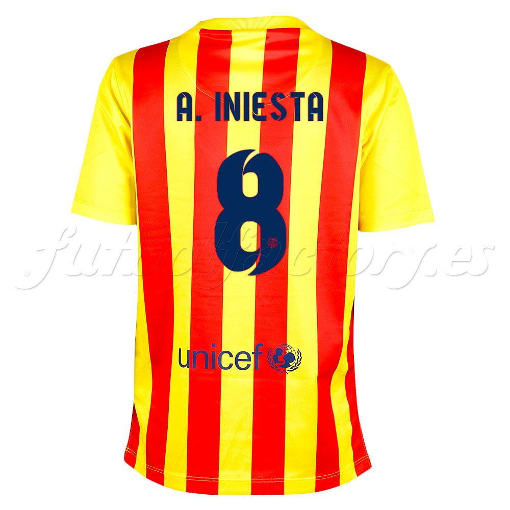 Camiseta FC Barcelona 2ª Senyera Stadium Iniesta Junior 2013/2014 - Fútbol Factory