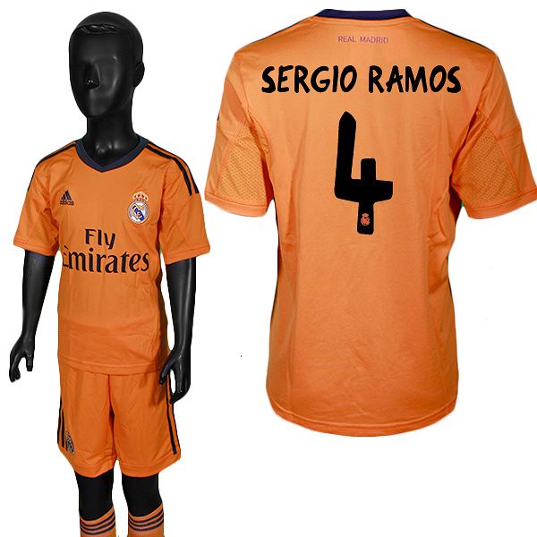 Equipación Real Madrid 3ª  Sergio Ramos 2013/2014  Naranja - Fútbol Factory