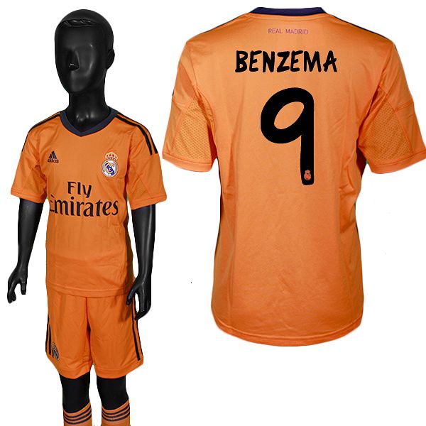 Equipación Real Madrid 3ª  Benzema 2013/2014 Naranja - Fútbol Factory