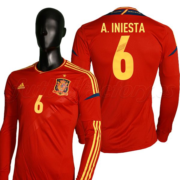 Camiseta España Iniesta 1ª Euro 2012  Manga larga - Fútbol Factory