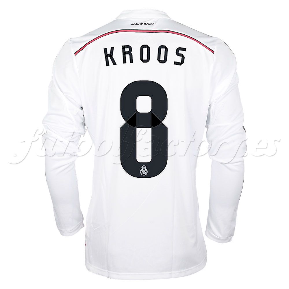 Camiseta Real  Madrid 1ª Kroos 2014/2015 manga larga Blanco - Fútbol Factory