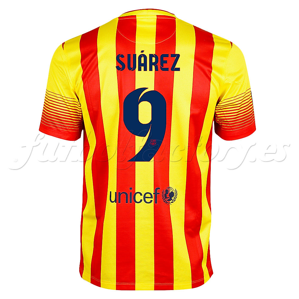 Camiseta FC Barcelona 2ª Senyera Suárez 2013/2014 - Fútbol Factory
