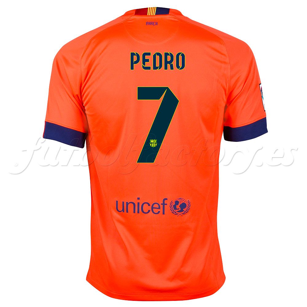 Camiseta FC Barcelona 2ª Pedro 2014/2015  Naranja - Fútbol Factory