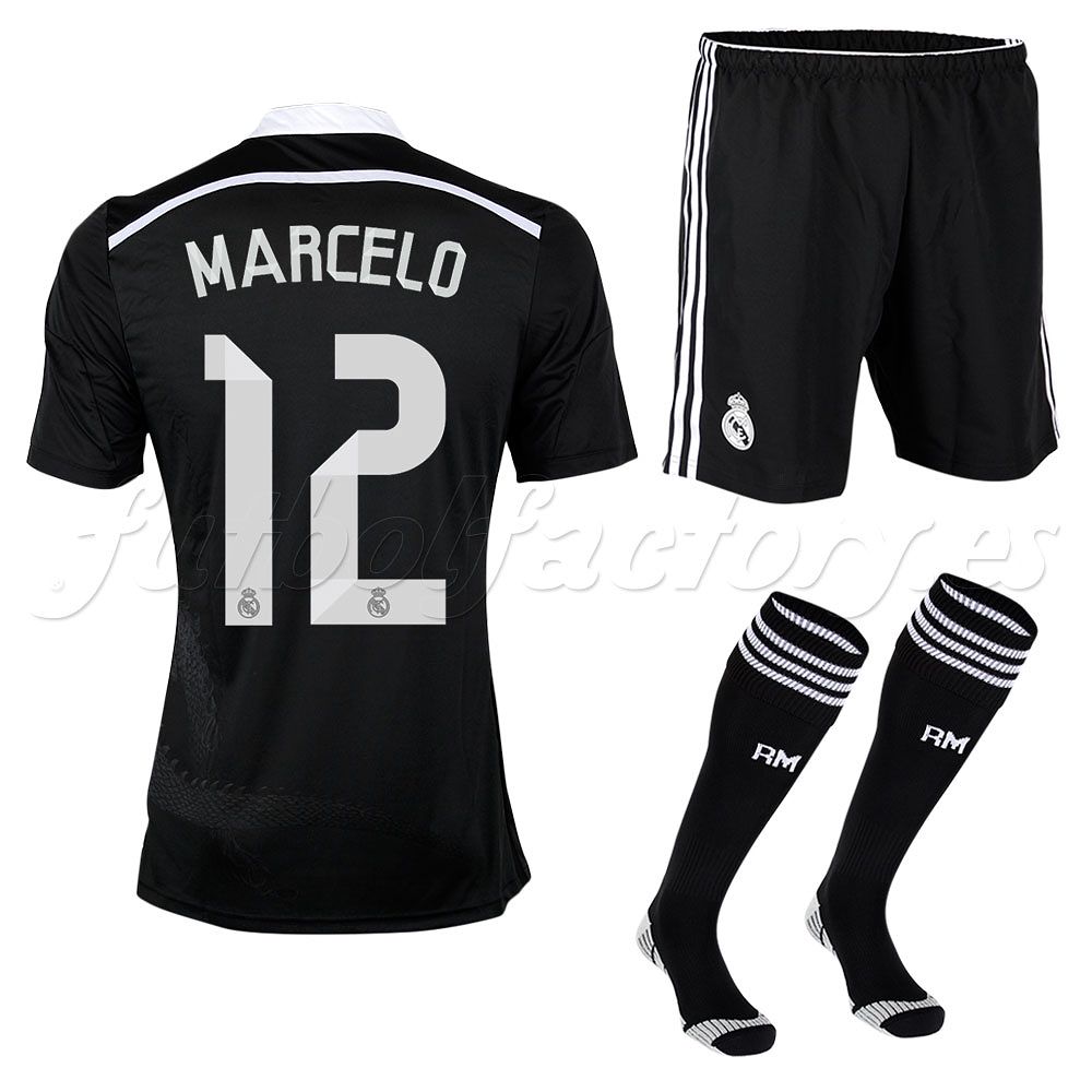Equipación Real Madrid 3ª Marcelo Adizero 2014/2015 Negro - Fútbol Factory