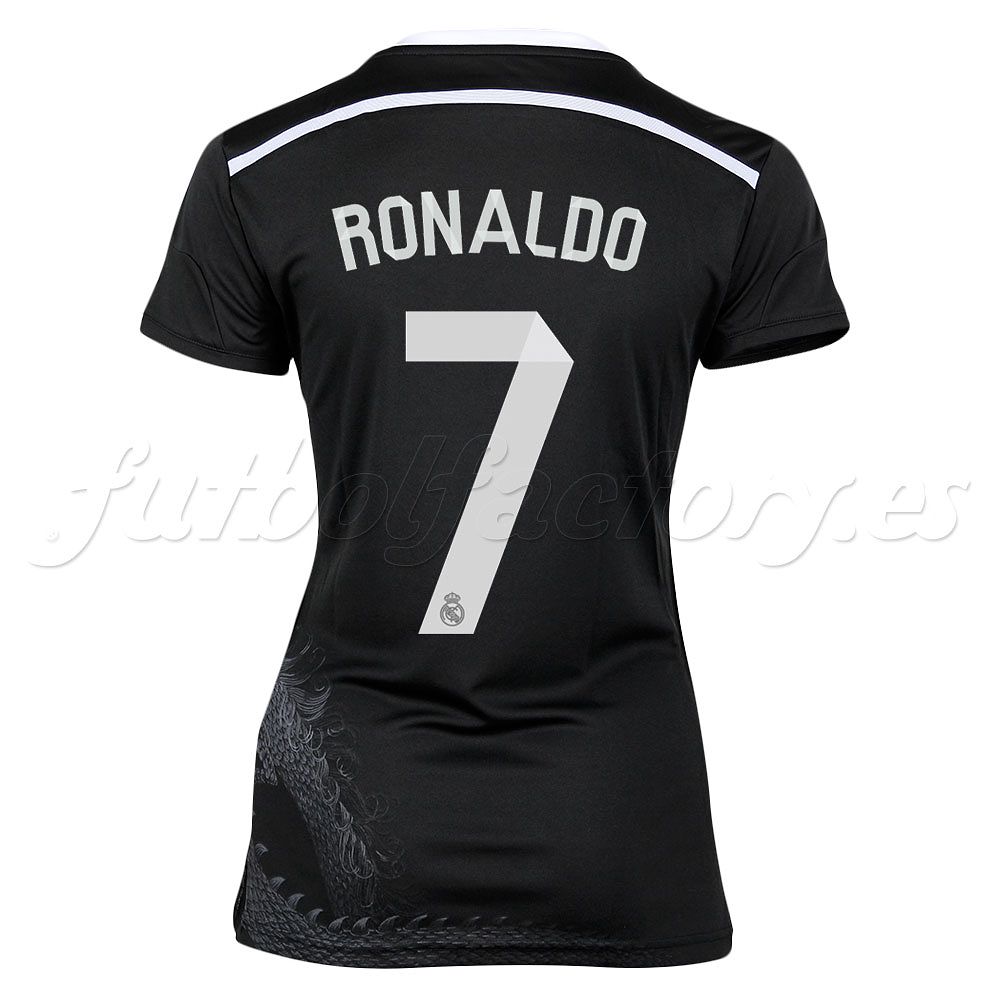 Camiseta Real Madrid 3ª Mujer Cristiano Ronaldo 2014/2015 Negro - Fútbol Factory