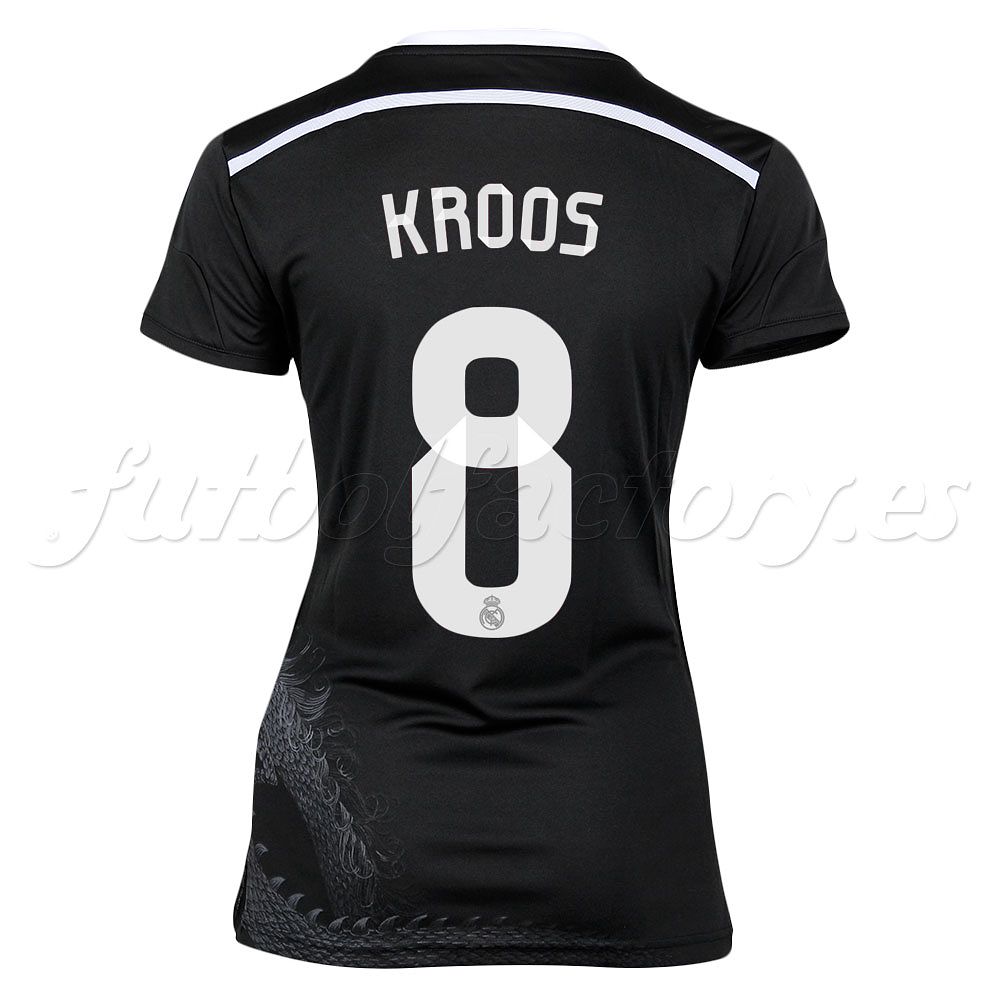 Camiseta Real Madrid 3ª Mujer Kroos 2014/2015 Negro - Fútbol Factory