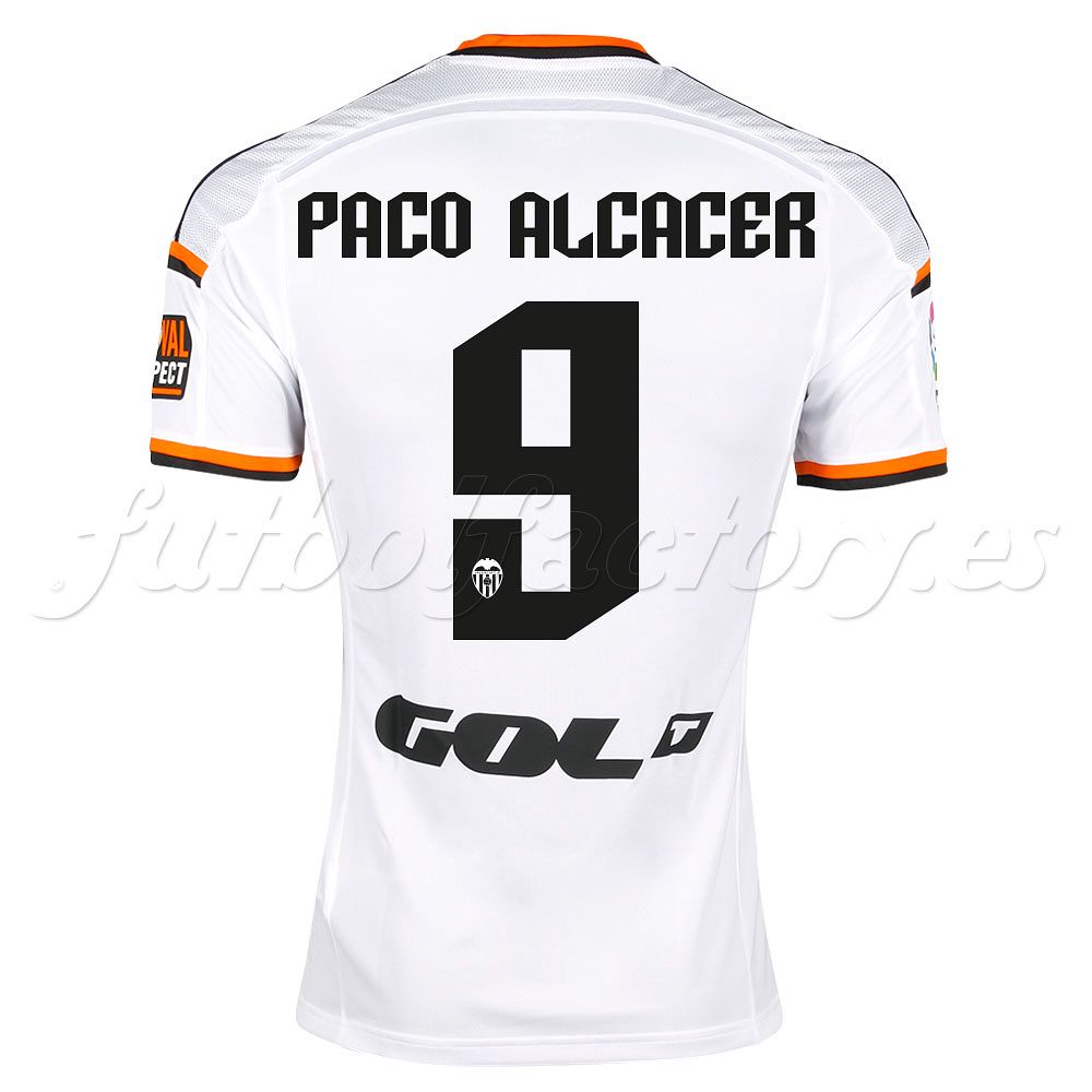 Camiseta Valencia CF 1ª 2014/2015 Paco Alcacer Blanco - Fútbol Factory