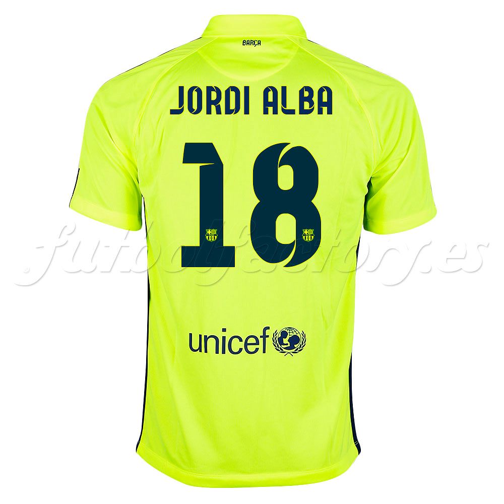 Camiseta FC Barcelona 3 Flash Jordi Alba 2014 2015 Amarillo