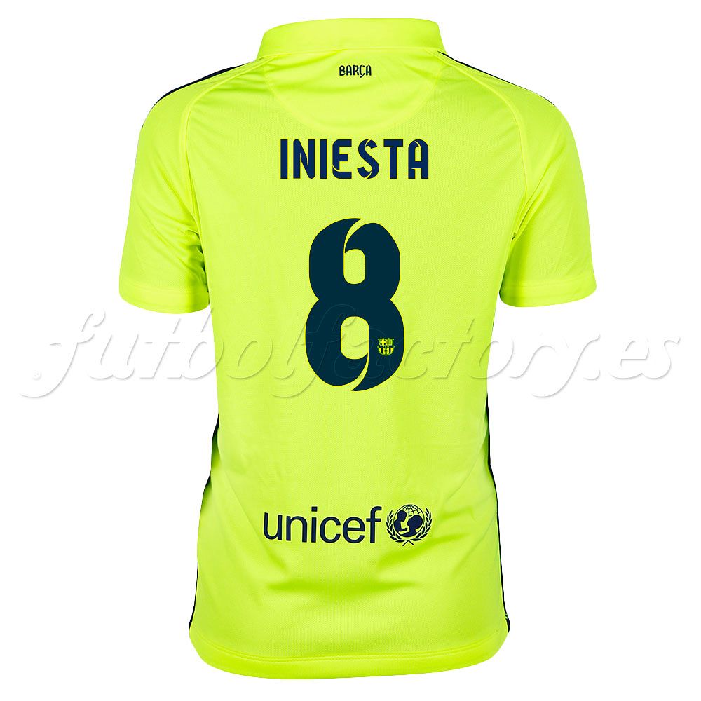 Camiseta FC Barcelona 3ª Flash 2014/2015 Andrés Iniesta Junior Amarillo - Fútbol Factory