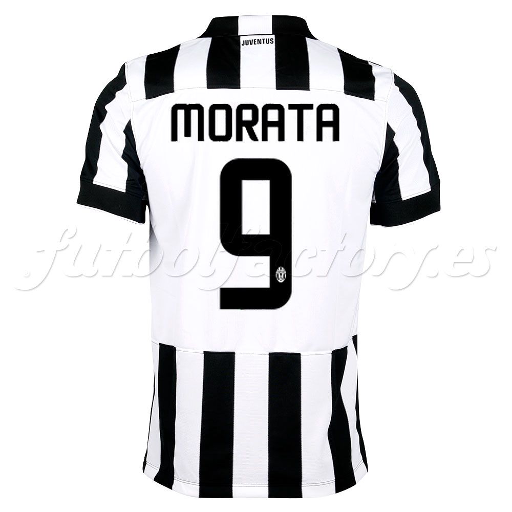 Camiseta Juventus 1ª Morata  2014/2015 Blanco Negro - Fútbol Factory