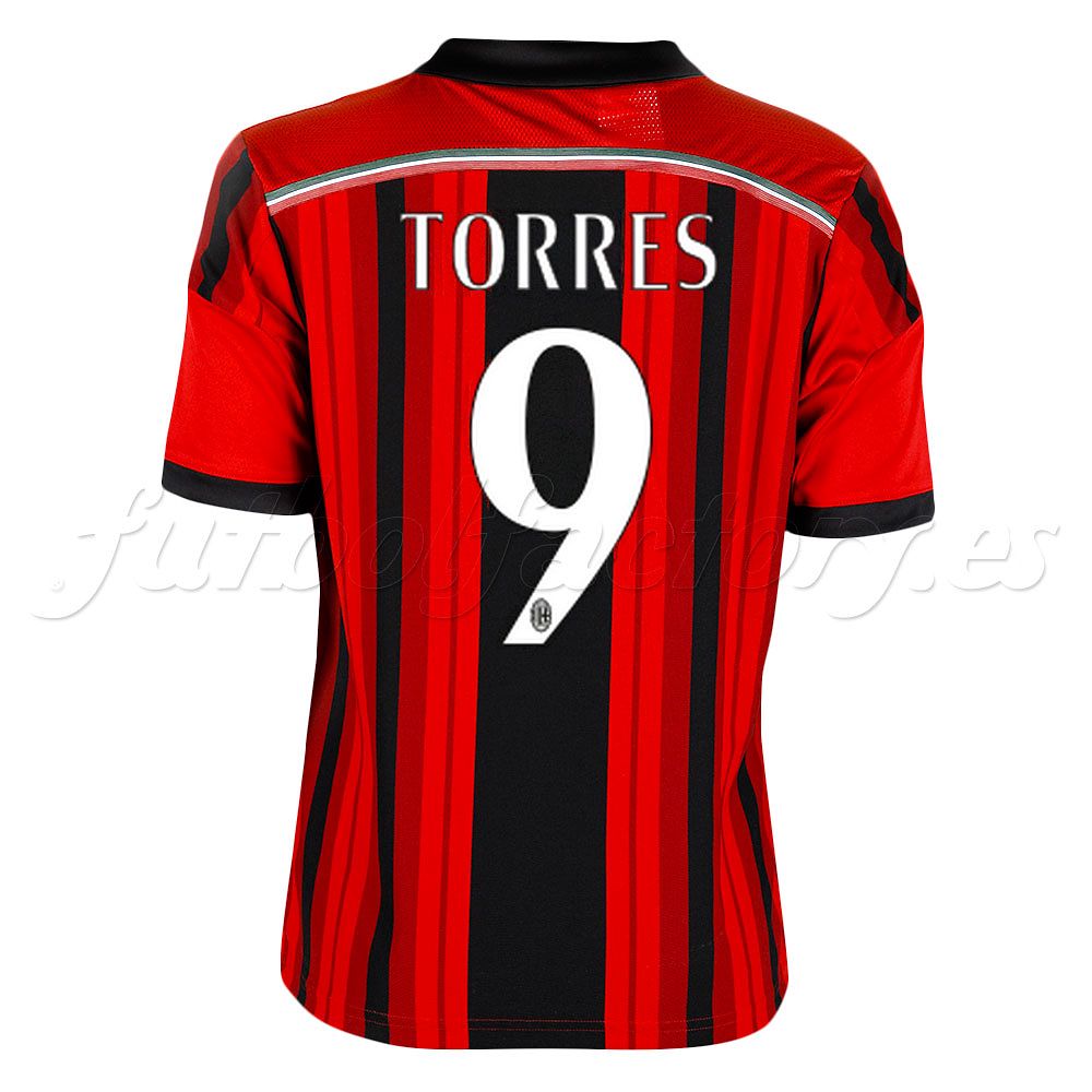 Camiseta Milan 1ª Torres 2014/2015 Junior Rojo Negro - Fútbol Factory