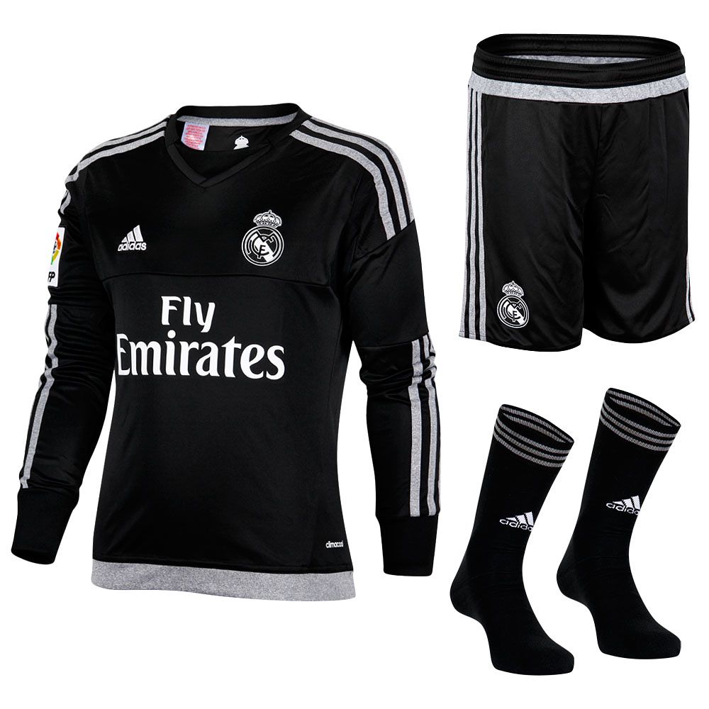 Conjunto 1ª Real Madrid 2015/2016 Portero LFP Junior Negro - Fútbol Factory