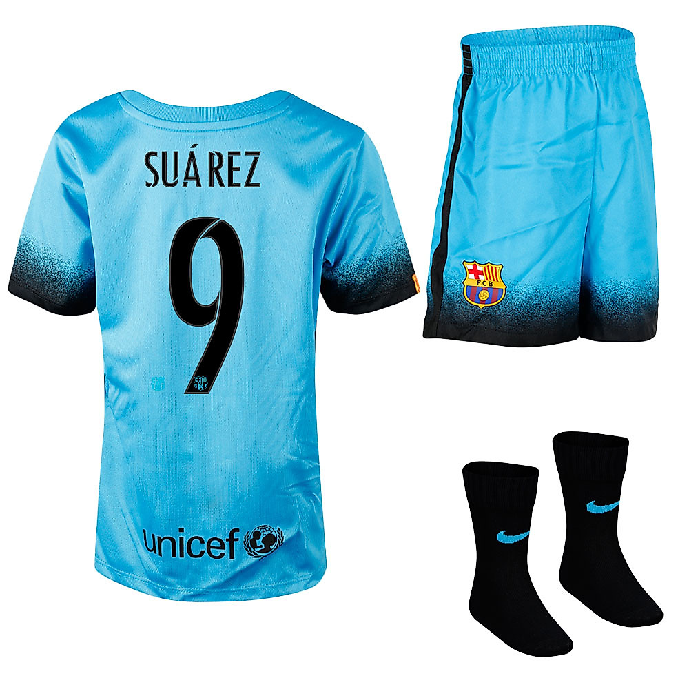 Conjunto 3ª FC Barcelona 2015/2016 Suárez UCL Bebé Azul - Fútbol Factory