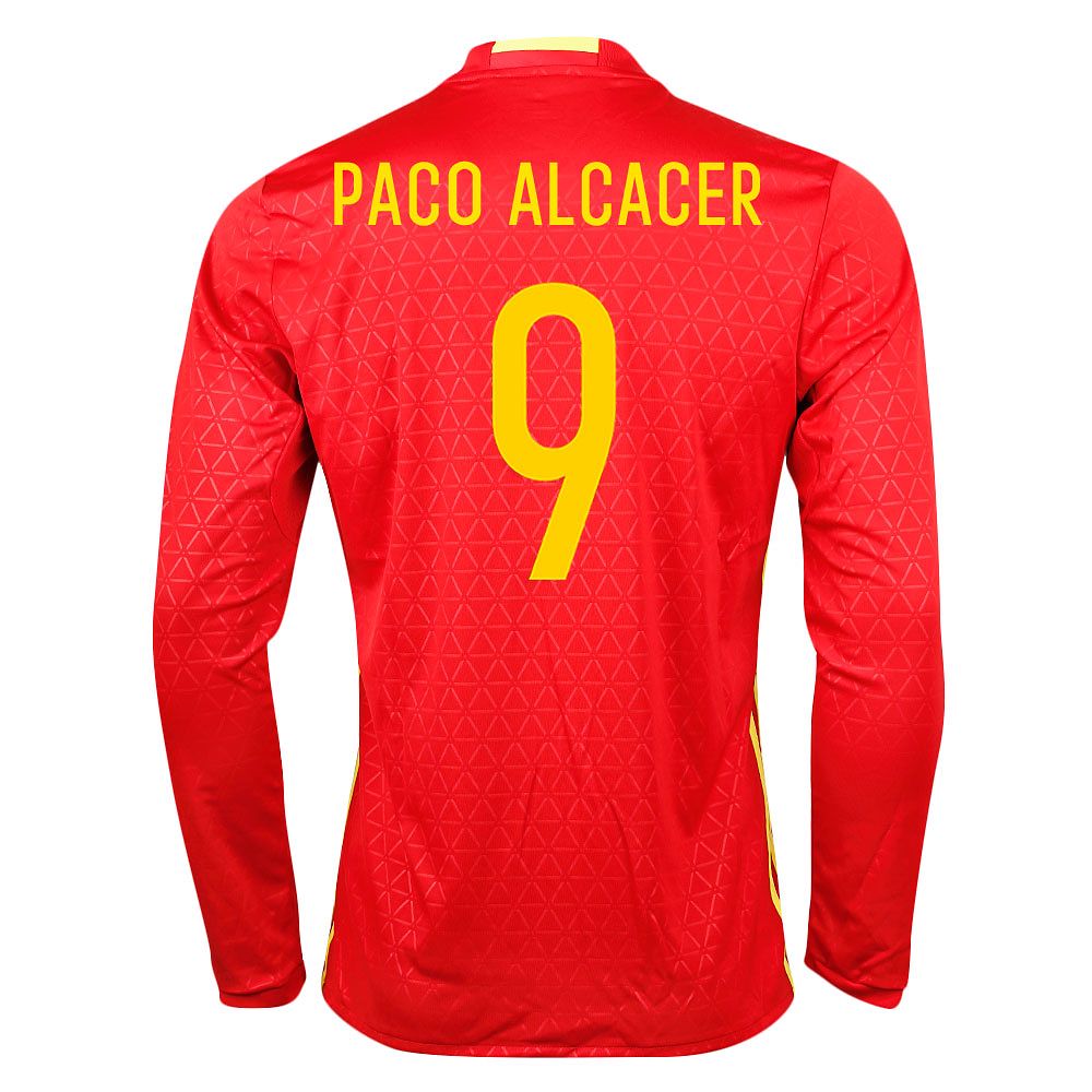 Camiseta 1ª España Eurocopa 2016 Paco Alcacer Manga Larga Rojo - Fútbol Factory