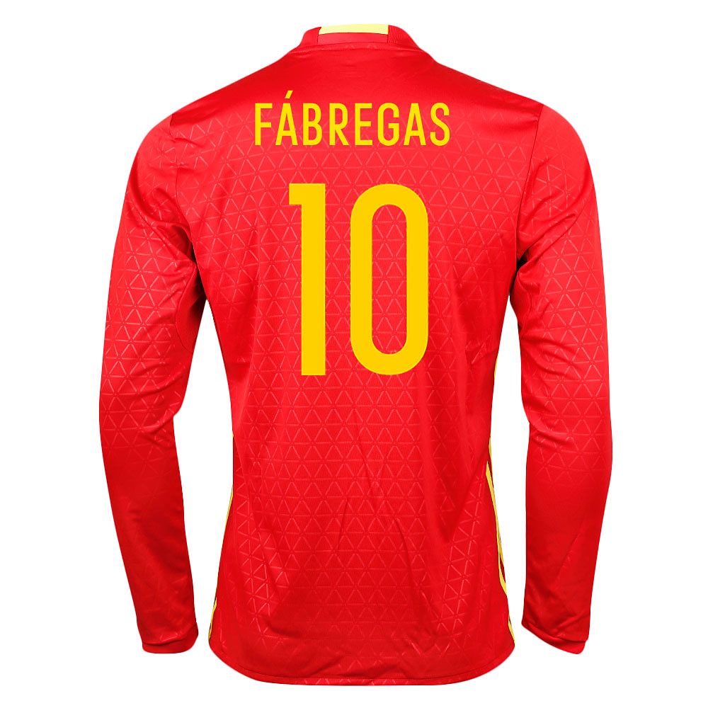 Camiseta 1ª España Eurocopa 2016 Fábregas Manga Larga Rojo - Fútbol Factory