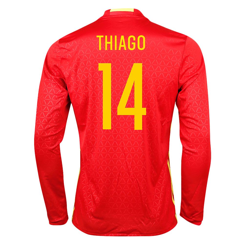Camiseta 1ª España Eurocopa 2016 Thiago Manga Larga Rojo - Fútbol Factory