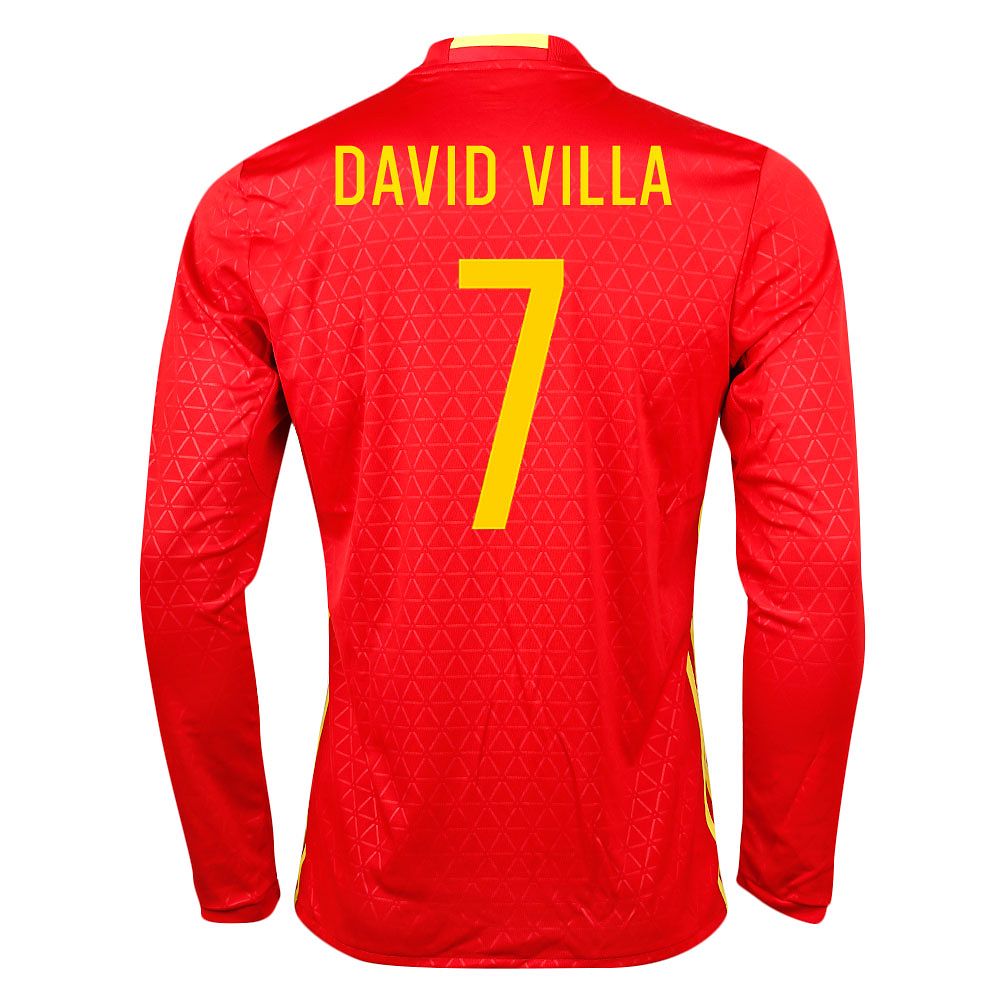 Camiseta 1ª España Eurocopa 2016 David Villa Manga Larga Rojo - Fútbol Factory