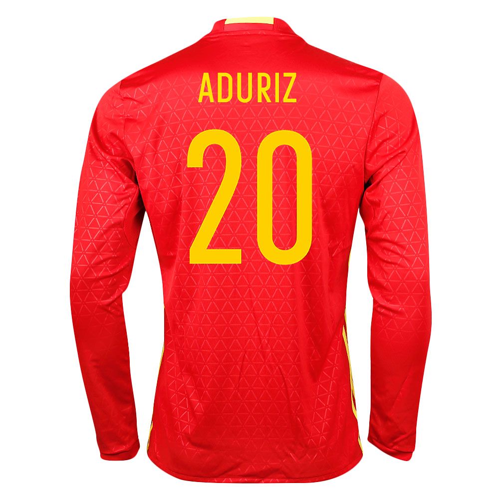 Camiseta 1ª España Eurocopa 2016 Aduriz Manga Larga Rojo - Fútbol Factory