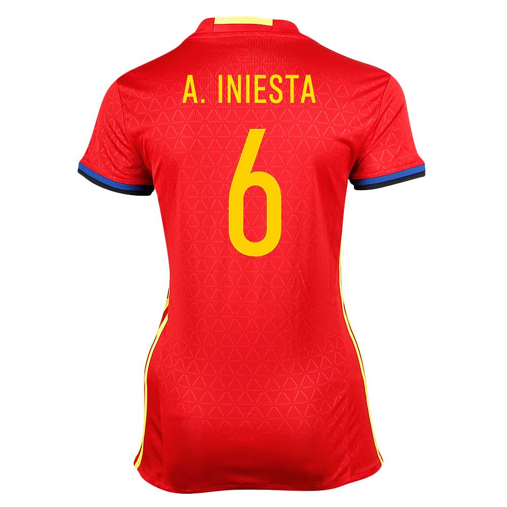 Camiseta 1ª España Eurocopa 2016 Iniesta Mujer Rojo - Fútbol Factory