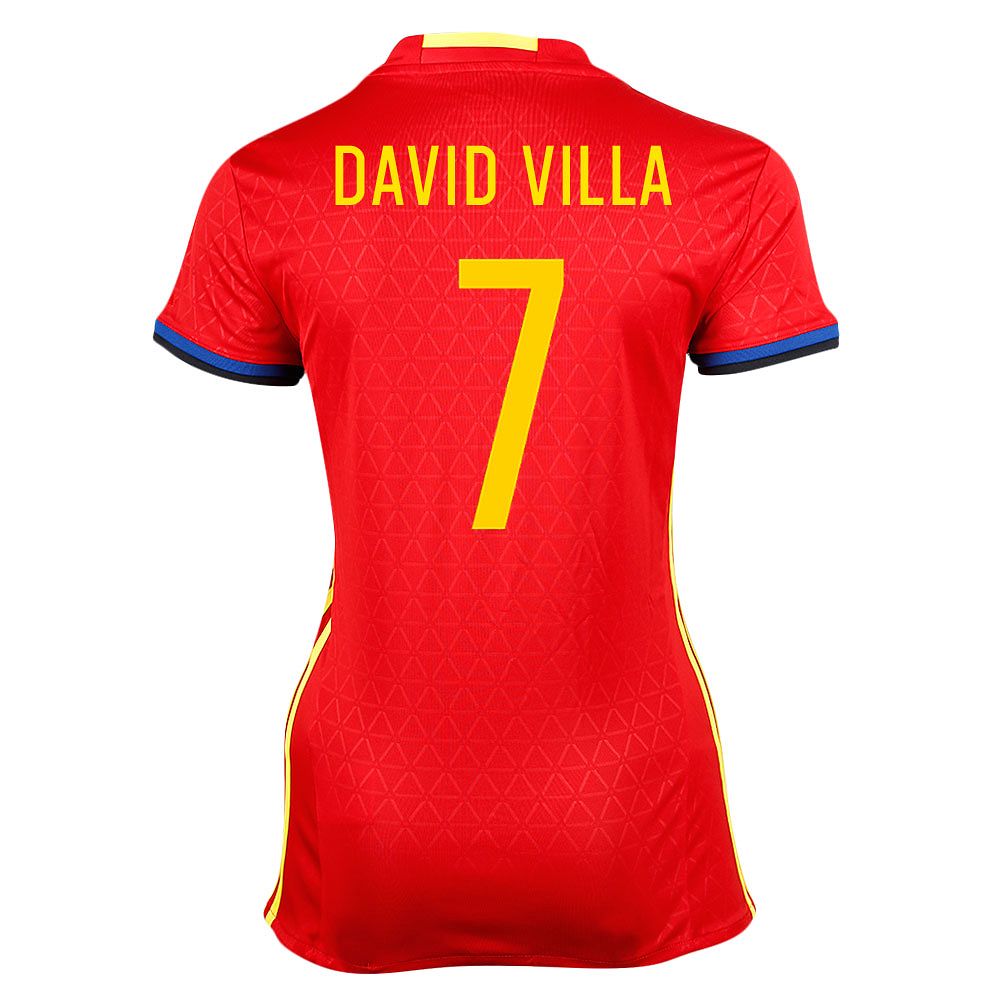 Camiseta 1ª España Eurocopa 2016 David Villa Mujer Rojo - Fútbol Factory