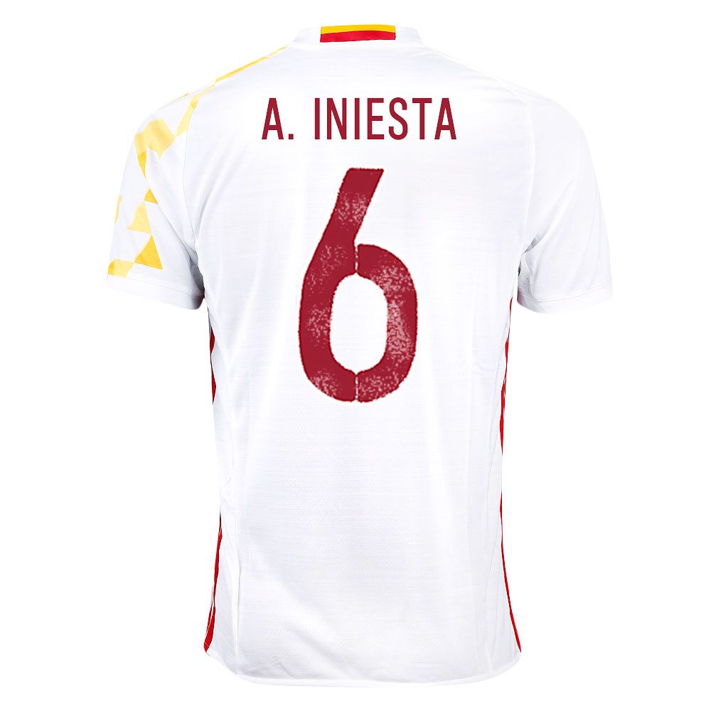 Camiseta 2ª España Eurocopa 2016 Iniesta Blanco - Fútbol Factory