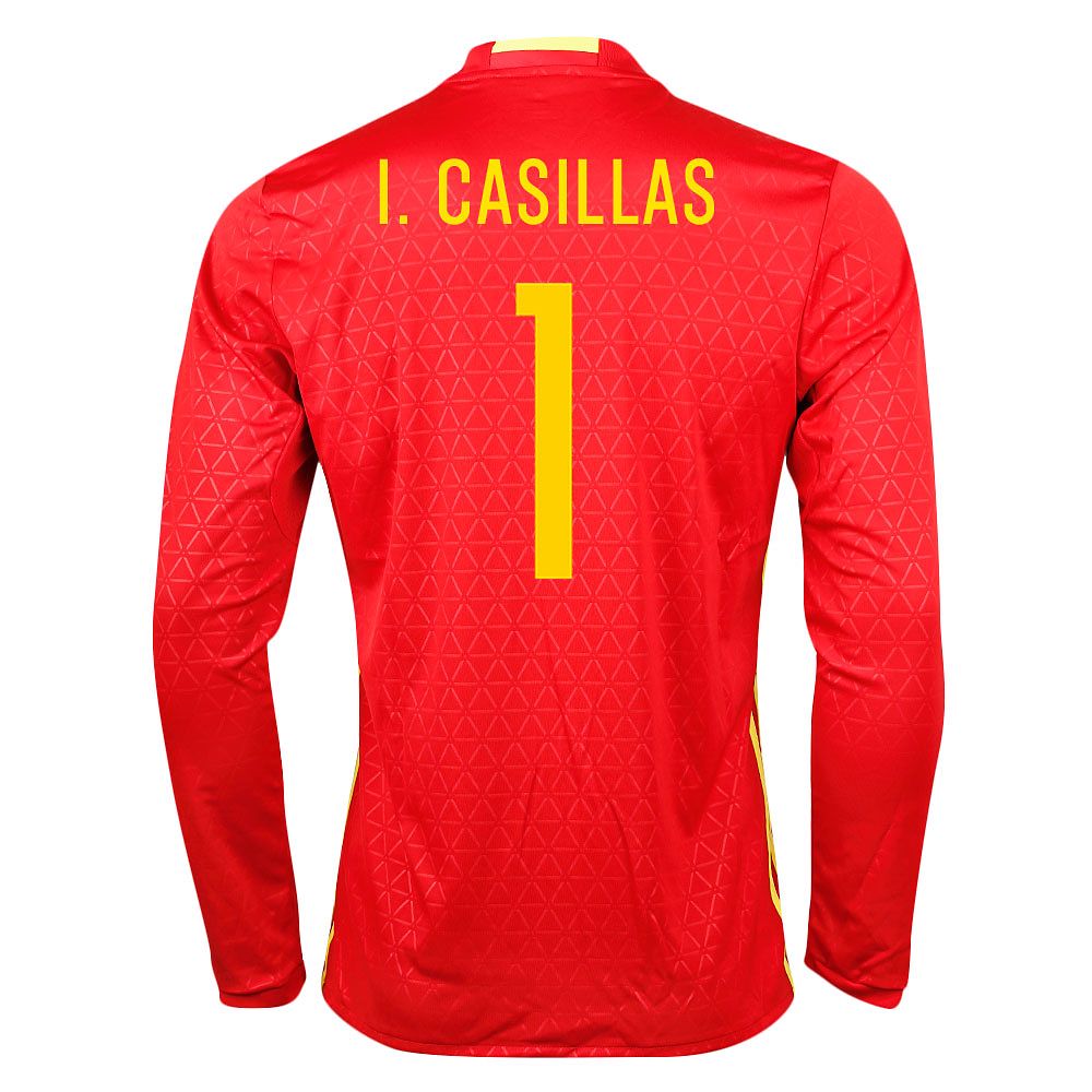 Camiseta 1ª España Eurocopa 2016 Casillas Manga Larga Rojo - Fútbol Factory