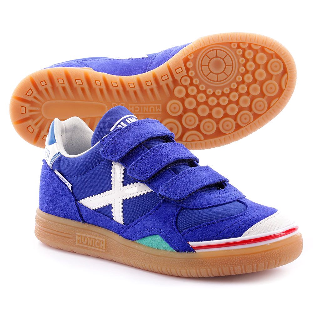 Zapatillas de Fútbol Sala Gresca IN Velcro Junior Azul Blanco - Fútbol Factory