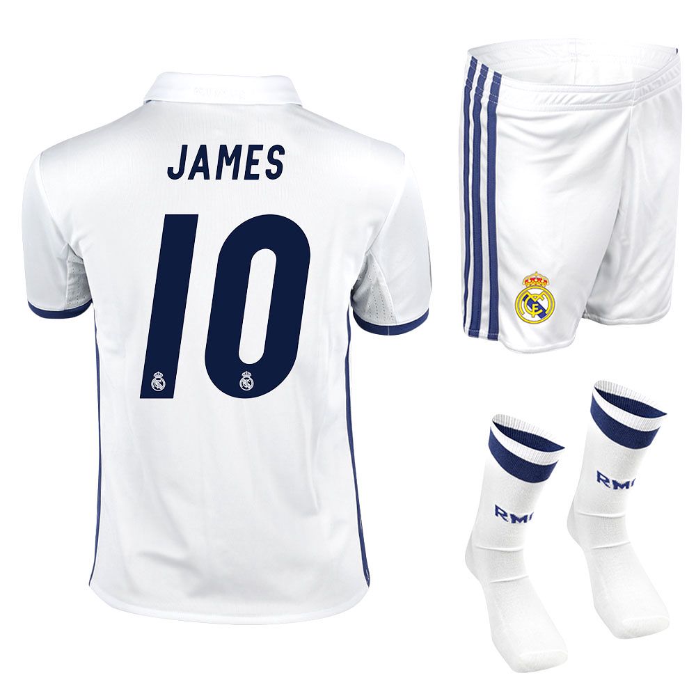 Conjunto 1ª Real Madrid 2016/2017 James SMU Junior - Fútbol Factory