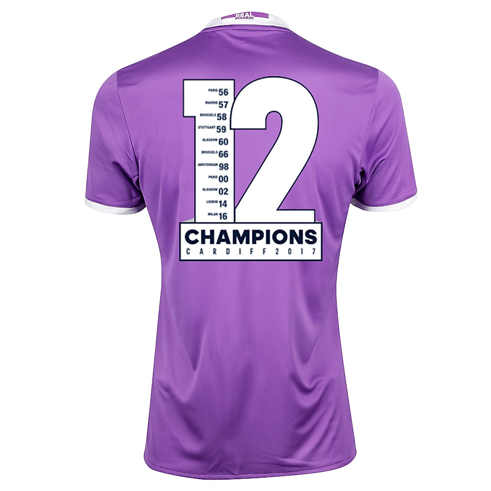Camiseta 2ª Real Madrid 2016/2017 12 Champions Morado - Fútbol Factory