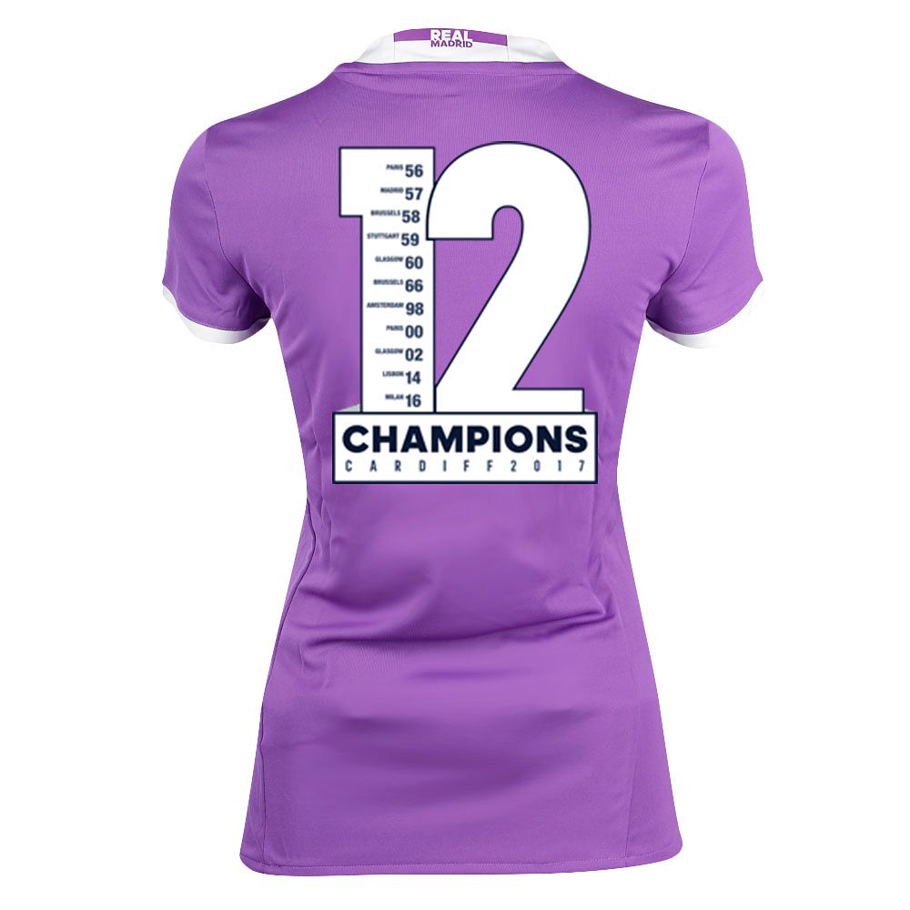 Camiseta 2ª Real Madrid 2016/2017 12 Champions Mujer Morado - Fútbol Factory