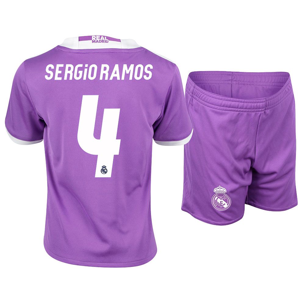 Conjunto 2ª Real Madrid 2016/2017 Sergio Ramos Junior Morado - Fútbol Factory