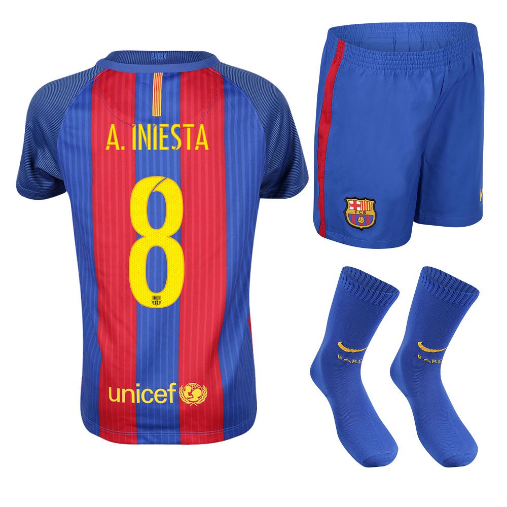 Conjunto 1ª FC Barcelona 2016/2017 Iniesta Infantil - Fútbol Factory
