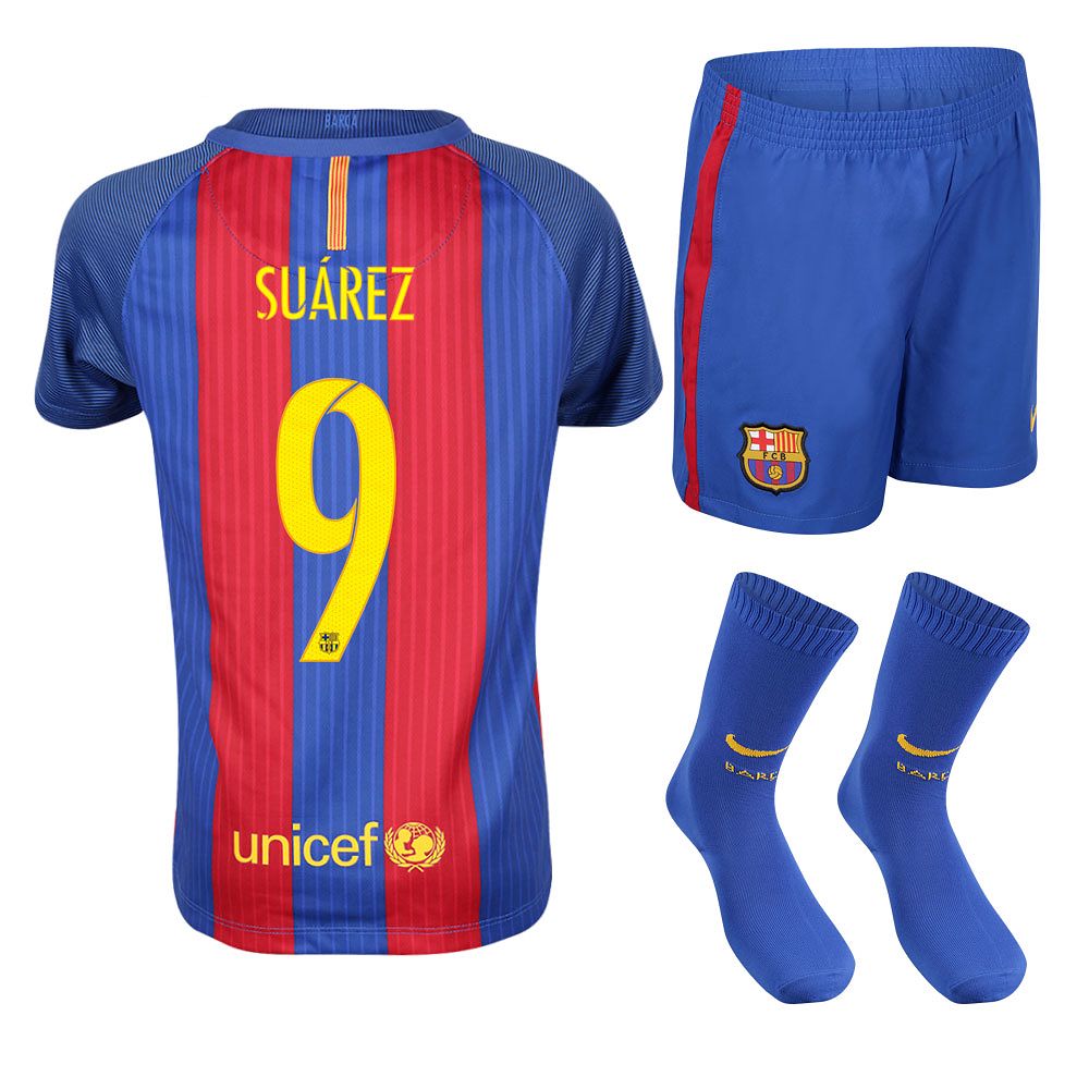 Conjunto 1ª FC Barcelona 2016/2017 Suárez Infantil - Fútbol Factory
