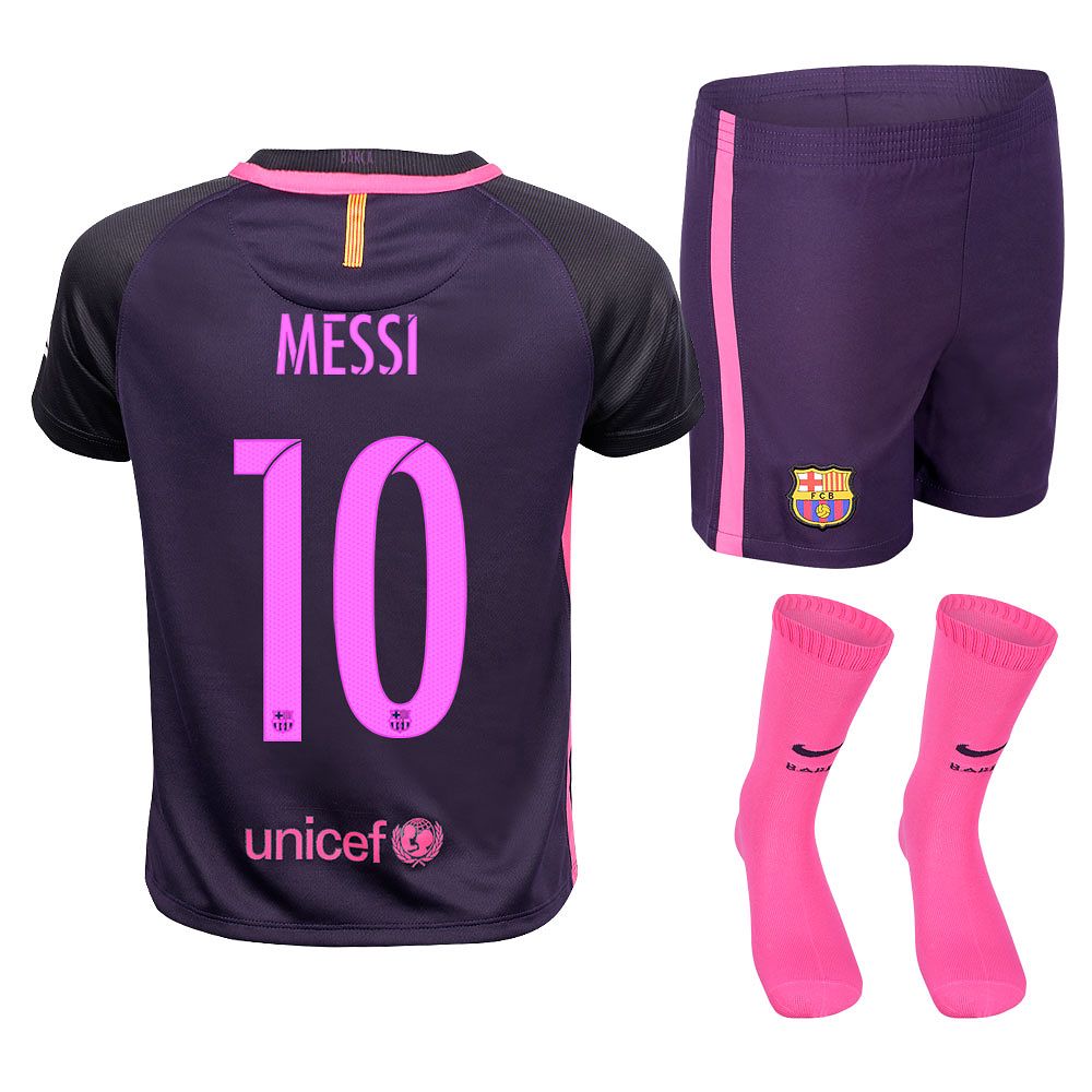 Conjunto 2ª FC Barcelona 2016/2017 Messi Infantil - Fútbol Factory