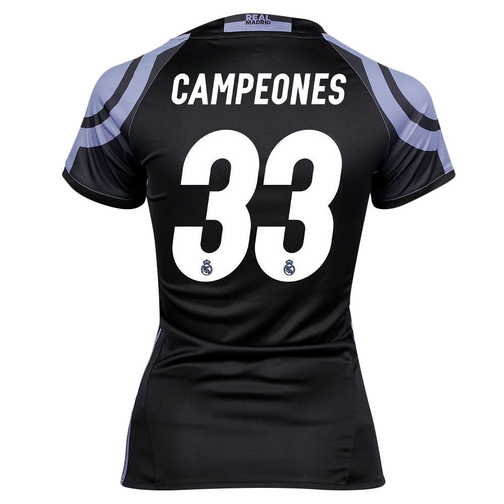 Camiseta 3ª Real Madrid 2016/2017 Campeones UCL Mujer Negro - Fútbol Factory