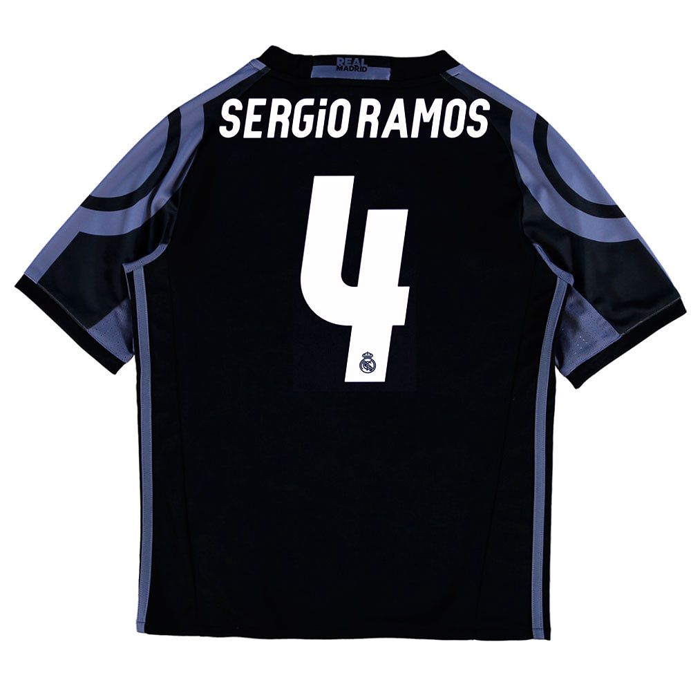 Camiseta 3ª Real Madrid 2016/2017 Sergio Ramos UCL Junior Negro - Fútbol Factory
