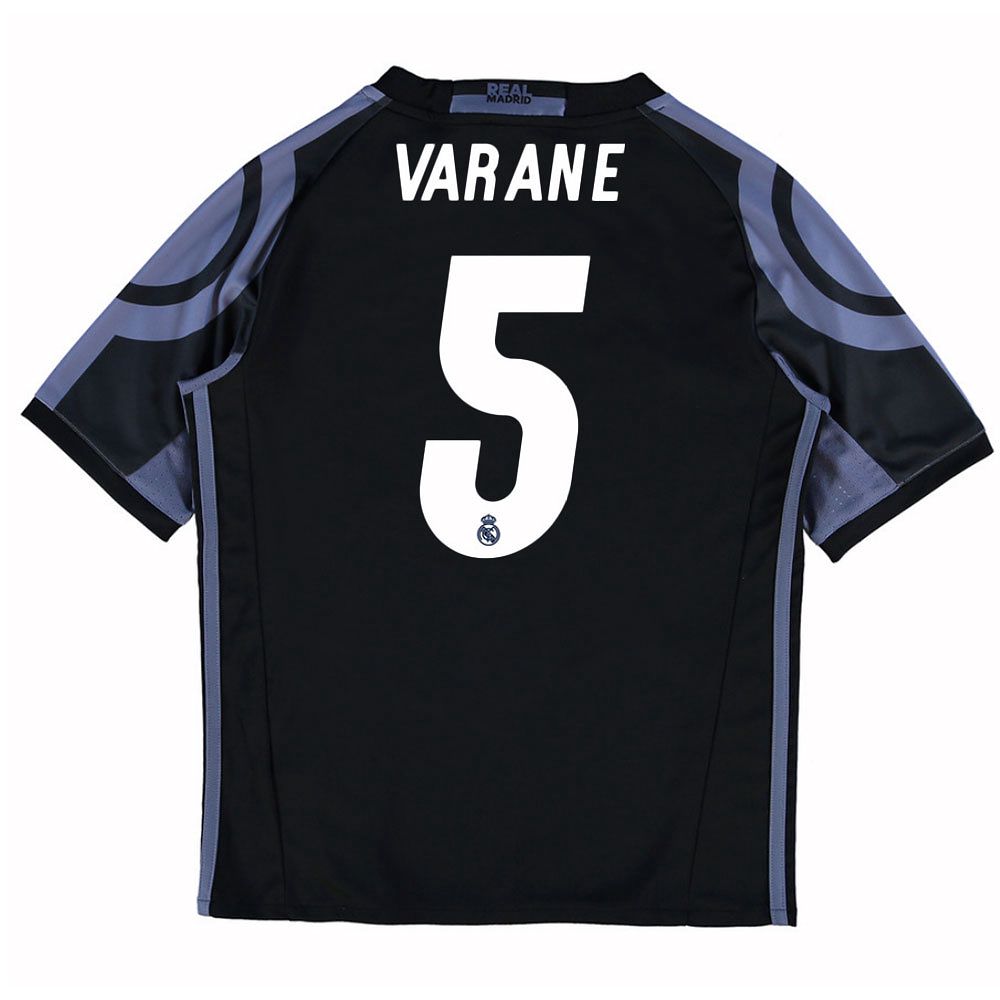 Camiseta 3ª Real Madrid 2016/2017 Varane UCL Junior Negro - Fútbol Factory