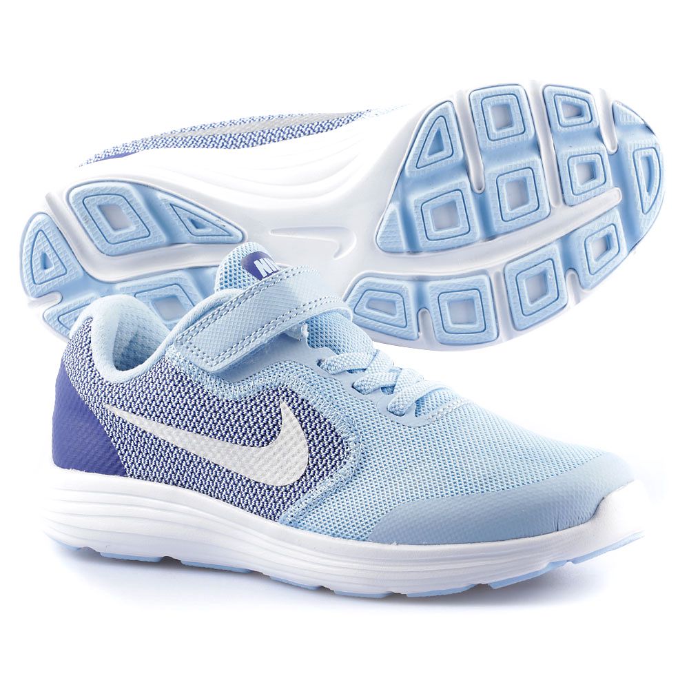 Zapatillas de Running Revolution 3 Junior Azul Blanco - Fútbol Factory