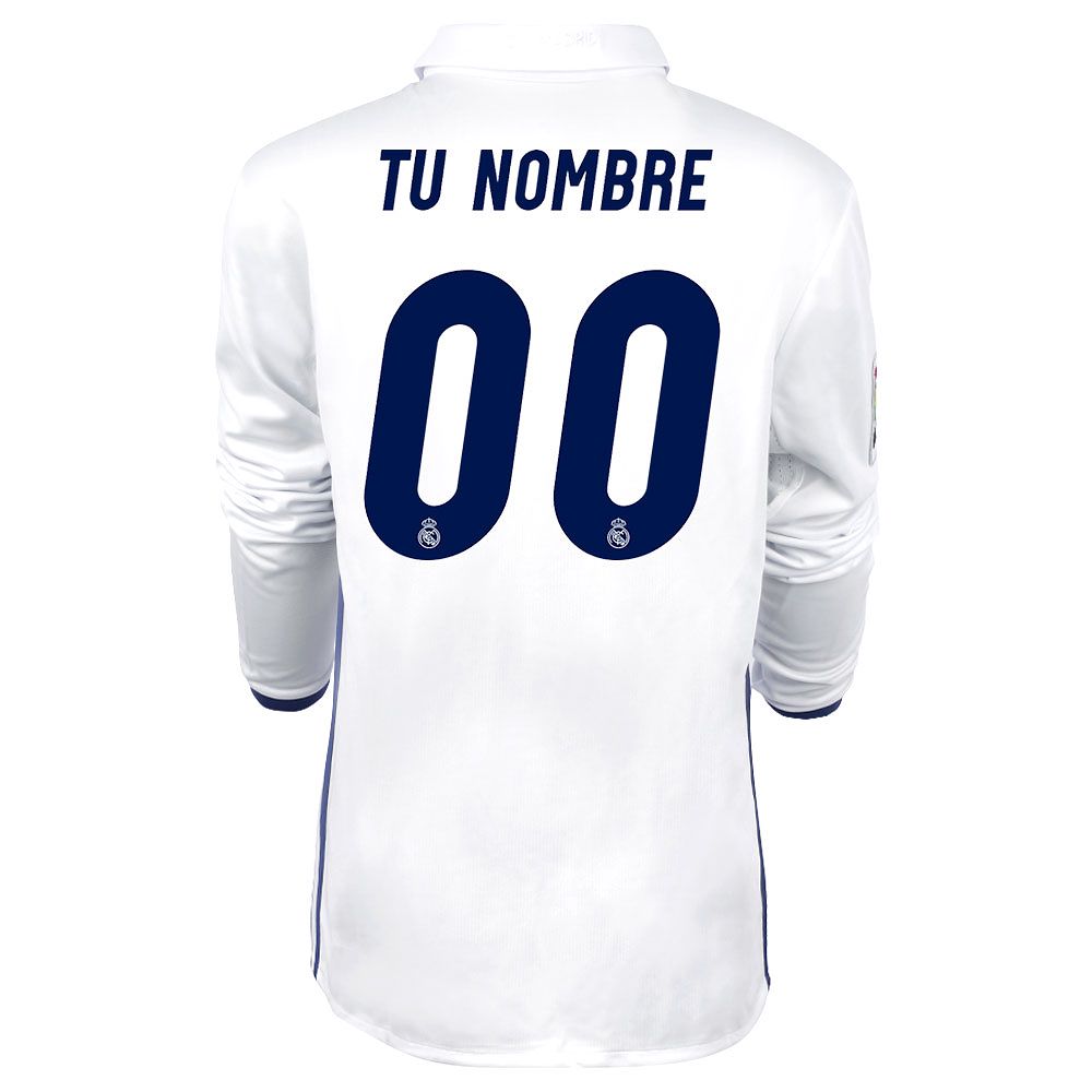 Camiseta 1ª Real Madrid 2016/2017 Personalizada Manga Larga Junior - Fútbol Factory