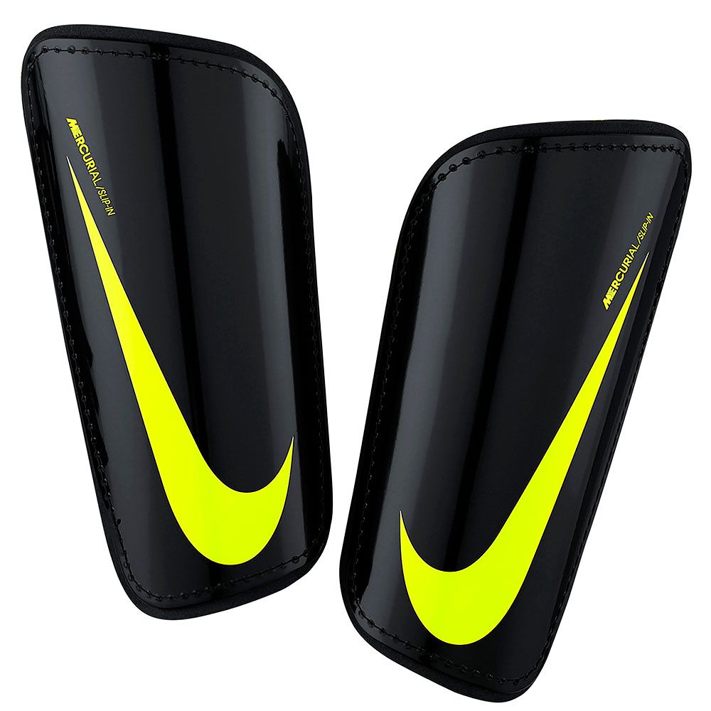 Espinilleras Hard Shell Slip Negro Amarillo - Fútbol Factory