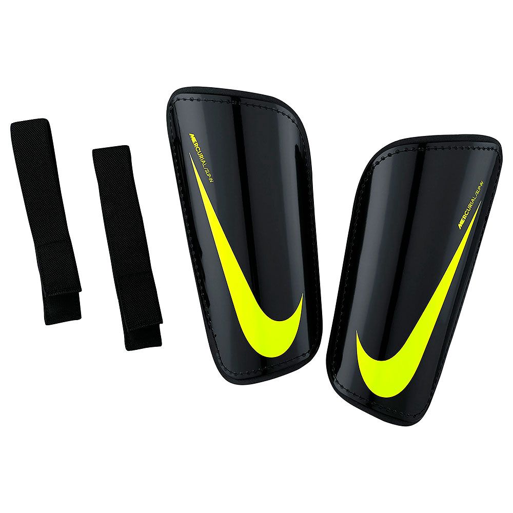 Espinilleras Hard Shell Slip Negro Amarillo - Fútbol Factory