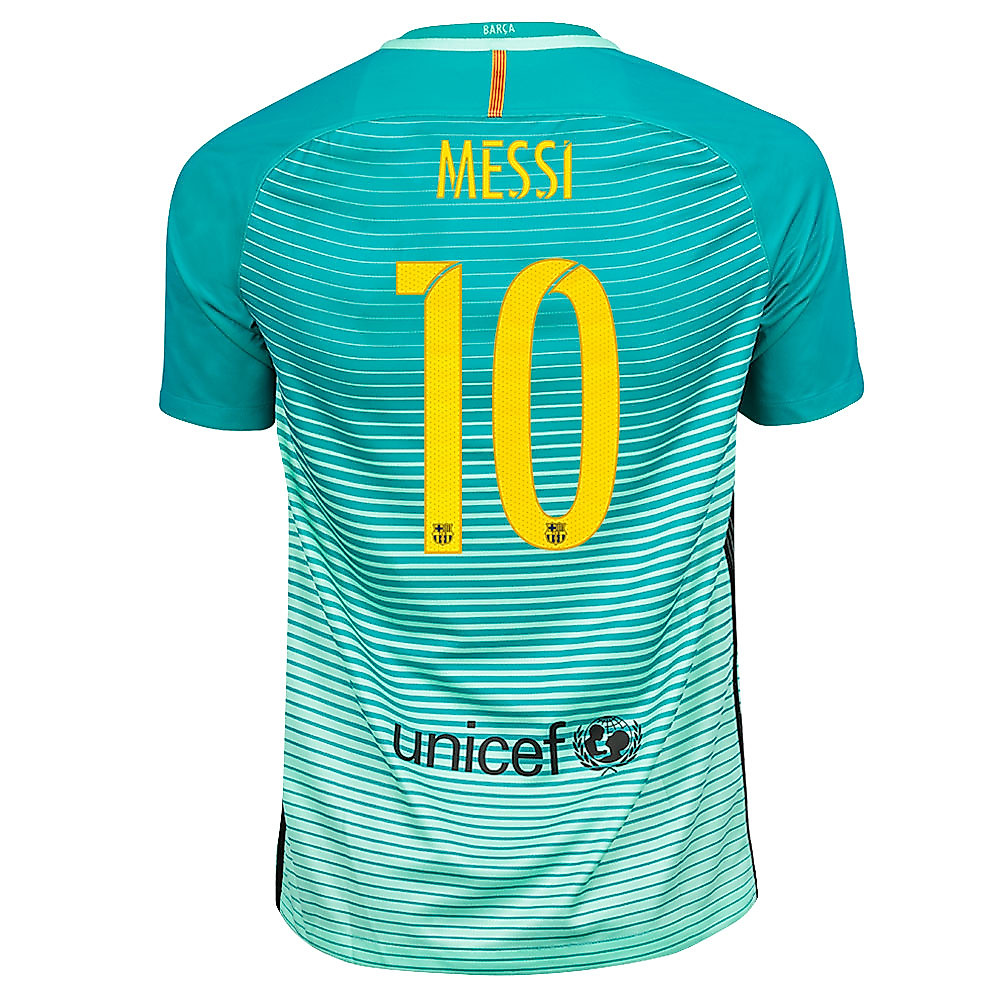 Camiseta 3ª FC Barcelona 2016/2017 Messi UCL Stadium Verde - Fútbol Factory