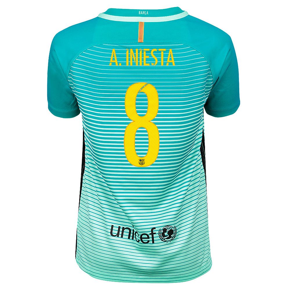 Camiseta 3ª FC Barcelona 2016/2017 Iniesta UCL Stadium Junior Verde - Fútbol Factory
