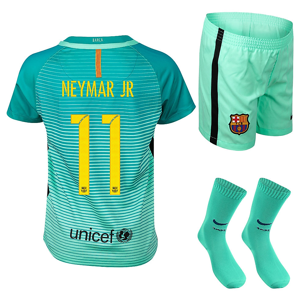 Conjunto 3ª FC Barcelona 2016/2017 Neymar JR UCL Infantil Verde - Fútbol Factory