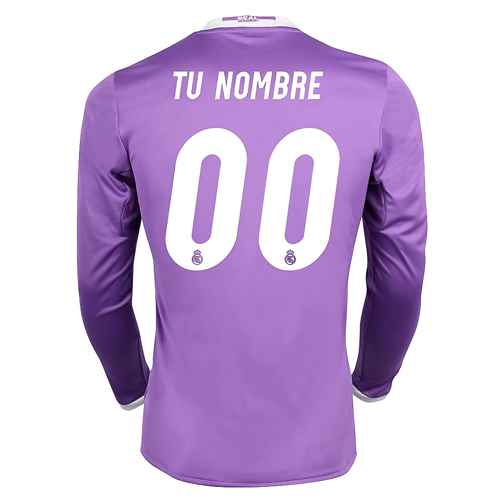Camiseta 2ª Real Madrid 2016/2017 Personalizado Manga Larga Morado - Fútbol Factory