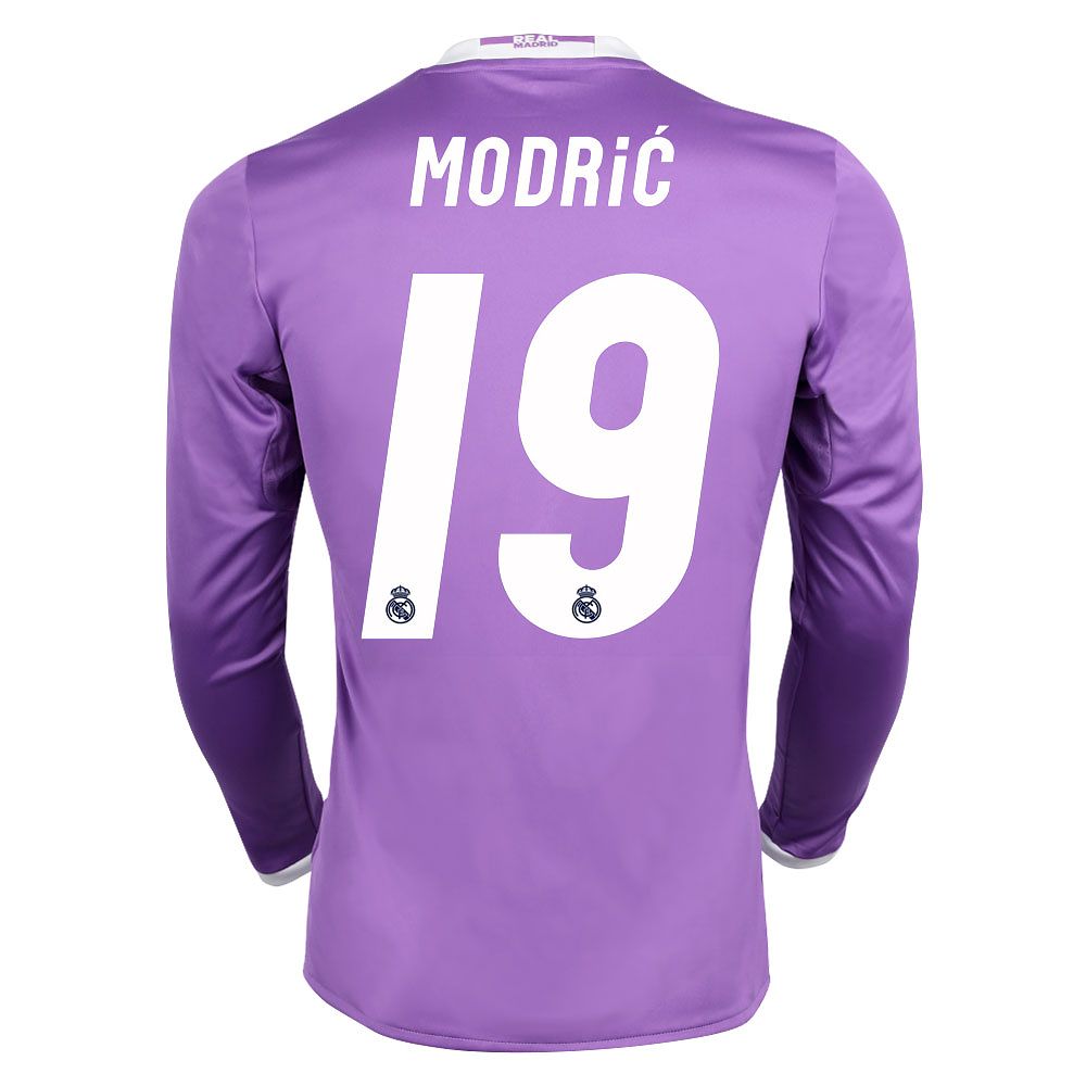 Camiseta 2ª Real Madrid 2016/2017 Modric Manga Larga Morado - Fútbol Factory