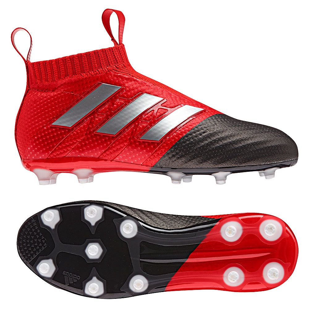 Botas de Fútbol ACE 17+ Purecontrol FG/AG Rojo Negro - Fútbol Factory