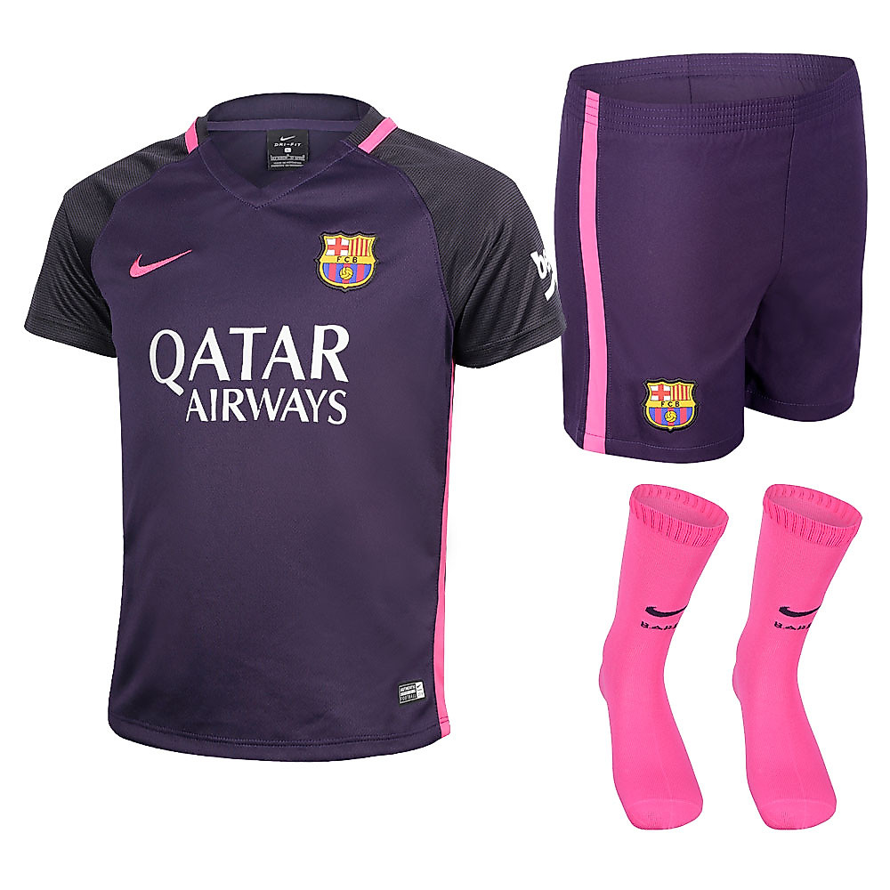 Conjunto 2ª FC Barcelona 2016/2017 Infantil Morado - Fútbol Factory