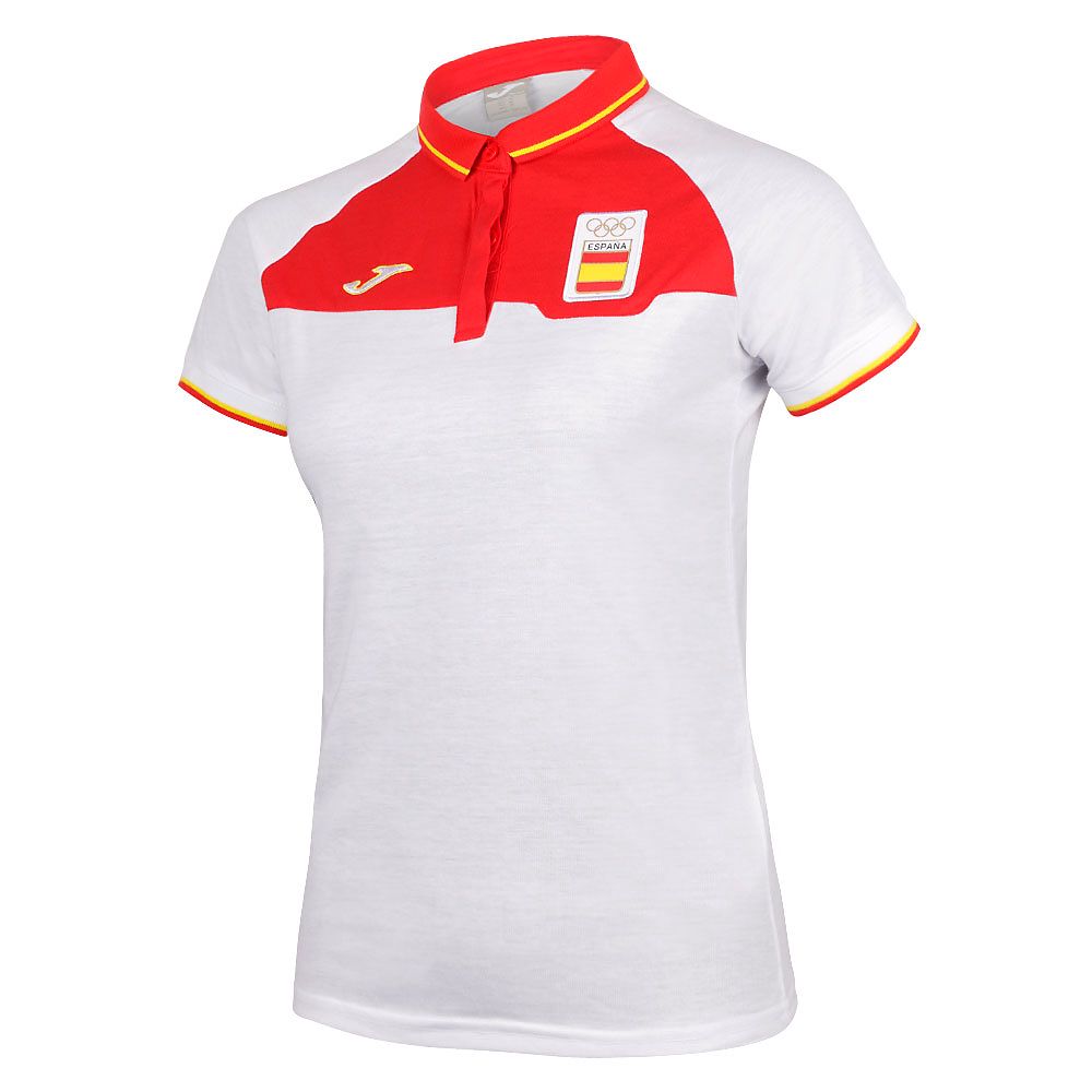 Polo de Paseo Equipo Olímpico Español Rio 2016 Mujer Blanco Rojo - Fútbol Factory